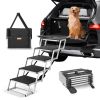 VEVOR Dog Stair for Cars, Wide 5-step Dog Car Steps, Folding Dog Car Ramp with Nonslip Surface, Portable Pet Steps Lightweight Aluminum for Car