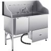 VEVOR 304 Stainless Steel Dog Washing Station, 61 Inch Pet Grooming Tub with Non-Slip Low-Slope Ramp, Storage Drawer, Hot & Cold Faucet