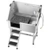 VEVOR 38 Inch Stainless Steel Dog Washing Station, Pet Grooming Tub with Hot & Cold Faucet, Showerhead, Home Wash Sink
