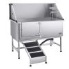VEVOR Stainless Steel Dog Washing Station, 62 inch Pet Grooming Tub w/ Ramp, PE Water Filter Board