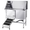 VEVOR Stainless Steel Dog Washing Station, 50 inch Pet Grooming Tub w/ Ramp, PE Water Filter Board