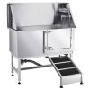 VEVOR Stainless Steel Dog Washing Station, 50 inch Pet Grooming Tub w/ Ramp, PE Water Filter Board
