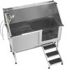 VEVOR Stainless Steel Dog Washing Station, 62 inch Pet Grooming Tub w/ Stairs, PE Water Filter Board